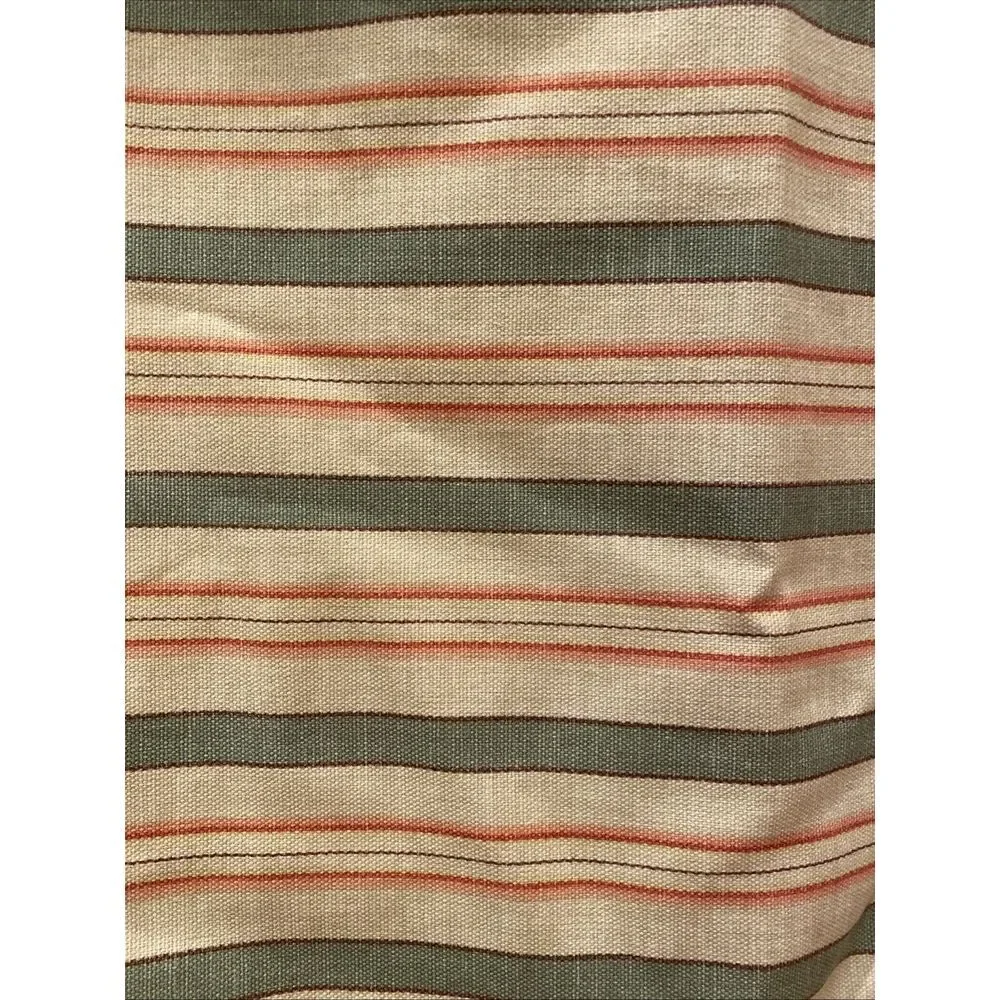 Waverly Luxury Collection Pillow Sham Cotton Tan Green Melon‎ Stripe Standard